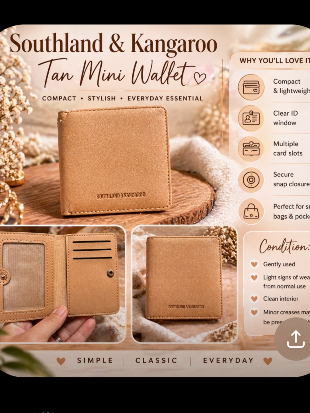 🚨 5 for 25 🚨 Southland & Kangaroo Tan Mini Wallet